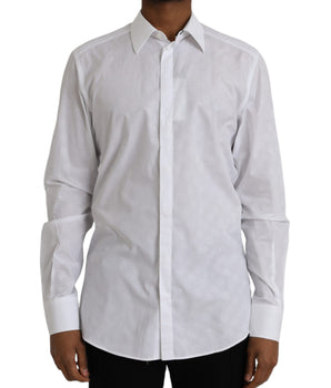 Dolce &amp; Gabbana White Polka Dotted Cotton Dress GOLD Shirt