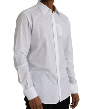 Dolce &amp; Gabbana White Polka Dotted Cotton Dress GOLD Shirt