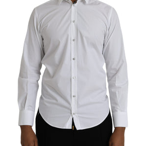 Dolce & Gabbana White Cotton Long Sleeve Dress MARTINI Shirt