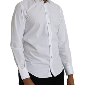 Dolce & Gabbana White Cotton Long Sleeve Dress MARTINI Shirt