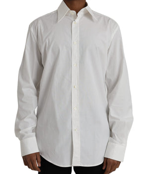 Dolce &amp; Gabbana Vestido de algodón blanco Camisa slim fit ORO