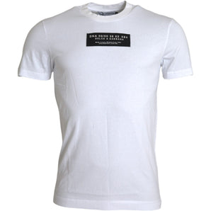 Dolce & Gabbana White Cotton DG Applique Men Casual T-shirt