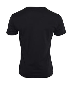 Dolce & Gabbana Black Cotton Silver Chain Short Sleeve T-shirt