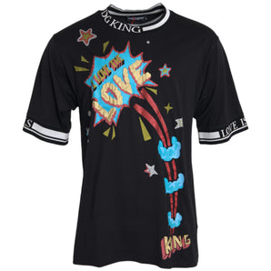 Dolce & Gabbana Black Cotton Graphic Print Crewneck T-shirt