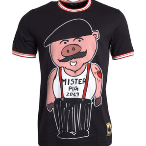 Dolce & Gabbana Black Cotton 2019 Year of the Pig T-shirt