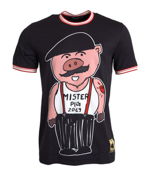 Dolce & Gabbana Black Cotton 2019 Year of the Pig T-shirt