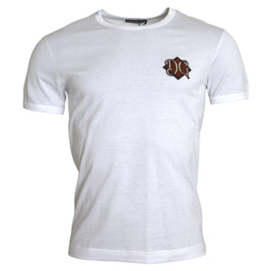 Dolce & Gabbana White Logo Embroidery Short Sleeve T-shirt