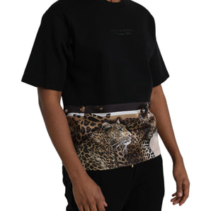 Dolce & Gabbana Black Leopard Cotton Short Sleeves T-shirt