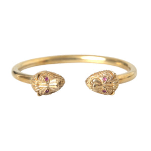 Nialaya Gold CZ Lion Bangle Bracelet Women