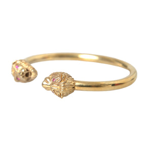 Nialaya Gold CZ Lion Bangle Bracelet Women