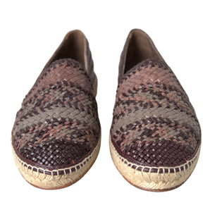 Dolce & Gabbana Brown Buffalo Leather Espadrille Flats Shoes