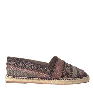 Dolce & Gabbana Brown Buffalo Leather Espadrille Flats Shoes