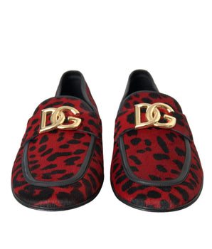 Dolce &amp; Gabbana Mocasines DG Leopardo Rojo Negro Zapatos Formales Para Hombre
