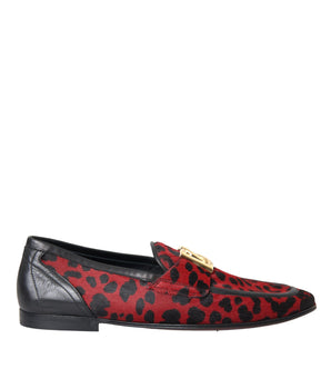 Dolce &amp; Gabbana Mocasines DG Leopardo Rojo Negro Zapatos Formales Para Hombre