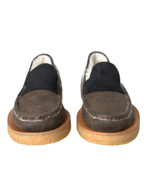 Dolce &amp; Gabbana Mocasines De Piel De Piel Marrón Negro Zapatos De Hombre