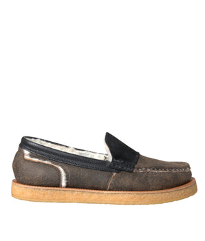 Dolce &amp; Gabbana Mocasines De Piel De Piel Marrón Negro Zapatos De Hombre