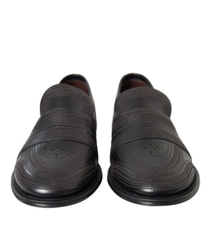 Dolce & Gabbana Black Brown Leather Loafer Men Dress Shoes