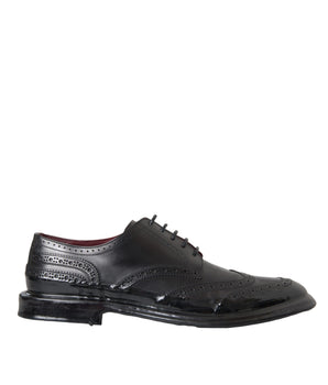 Dolce & Gabbana Black Leather Oxford Wingtip Formal Men Shoes