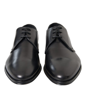 Dolce & Gabbana Black Leather Derby Formal Dress Men Shoes
