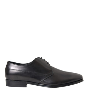 Dolce & Gabbana Black Leather Derby Formal Dress Men Shoes