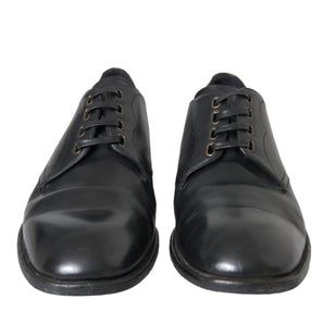 Dolce & Gabbana Black Leather Derby Formal Dress Men Shoes