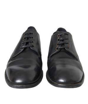 Dolce & Gabbana Black Leather Derby Formal Dress Men Shoes
