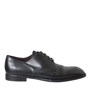 Dolce & Gabbana Black Leather Derby Formal Dress Men Shoes