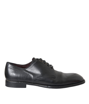 Dolce & Gabbana Black Leather Derby Formal Dress Men Shoes