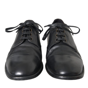 Dolce & Gabbana Black Leather Derby Formal Dress Men Shoes