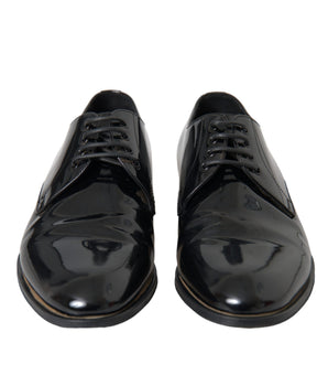Dolce & Gabbana Black Patent Leather Derby Formal Dress Shoes