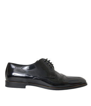 Dolce & Gabbana Black Patent Leather Derby Formal Dress Shoes