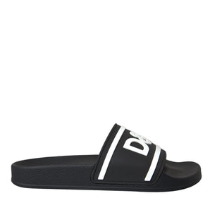 Dolce & Gabbana Black White Sandals Rubber Beachwear Shoes