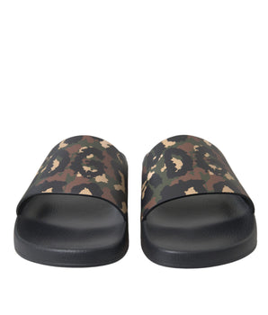 Dolce & Gabbana Multicolor Camouflage Leather Beachwear Men Shoes