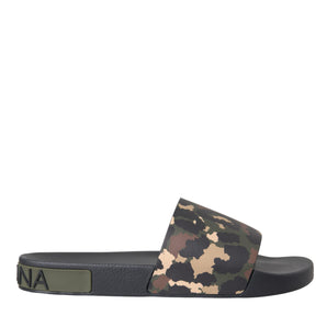 Dolce & Gabbana Multicolor Camouflage Leather Beachwear Men Shoes