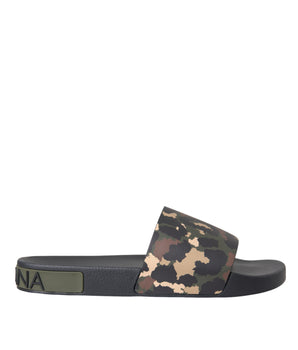 Dolce & Gabbana Multicolor Camouflage Leather Beachwear Men Shoes