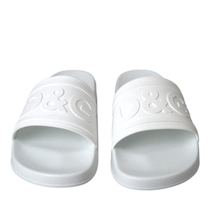 Dolce & Gabbana White Rubber Slides Sandals Beachwear Shoes