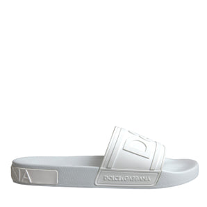 Dolce & Gabbana White Rubber Slides Sandals Beachwear Shoes