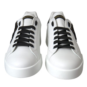 Dolce & Gabbana White Leather DG Logo Casual Low Top Sneakers Shoes