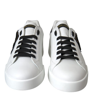 Dolce &amp; Gabbana White Leather DG Logo Casual Low Top Sneakers Shoes