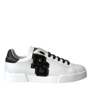 Dolce & Gabbana White Leather DG Logo Casual Low Top Sneakers Shoes