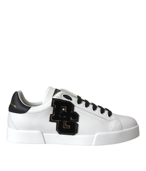 Dolce &amp; Gabbana White Leather DG Logo Casual Low Top Sneakers Shoes