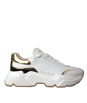 Dolce &amp; Gabbana White Gold DAYMASTER Leather Sneakers Shoes