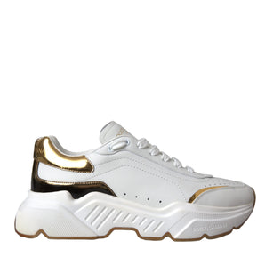 Dolce & Gabbana White Gold DAYMASTER Leather Sneakers Men Shoes