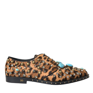 Dolce & Gabbana Brown Leopard Hair Crystal Dress Broque Shoes