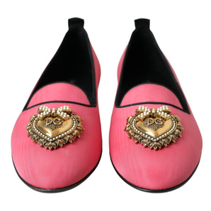 Dolce & Gabbana Pink Velvet Slip On Loafers Flats Shoes