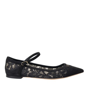 Dolce & Gabbana Black Taormina Lace Bellucci Flats Shoes