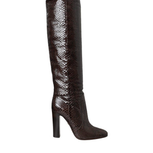 Dolce & Gabbana Brown Exotic Leather Heels High Boots Shoes