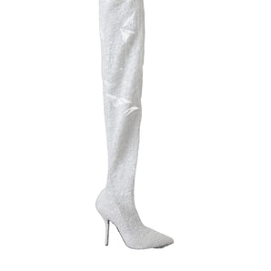 Dolce & Gabbana White Heels Stiletto Knee High Boots Shoes