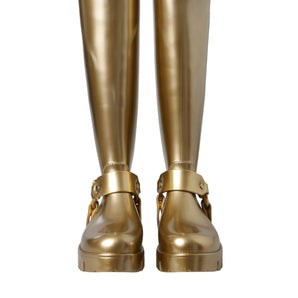 Dolce & Gabbana Metallic Gold Rubber PVC Rain Boots Shoes