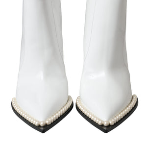 Dolce & Gabbana White Pearl Leather Pumps Heels Boots Shoes